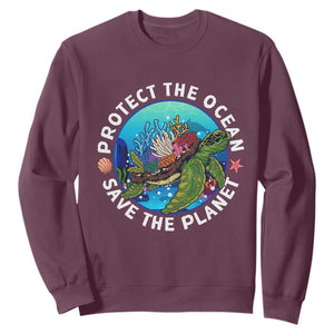 Ocean Day Sweatshirt Protect The Ocean Save The Planet Earth Day TS02 Maroon Printyourwear