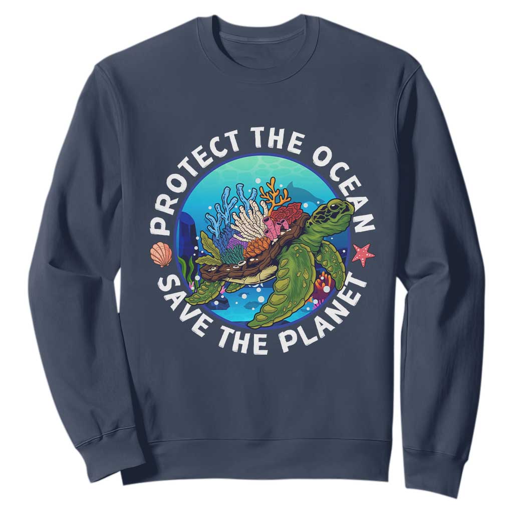 Ocean Day Sweatshirt Protect The Ocean Save The Planet Earth Day TS02 Navy Printyourwear