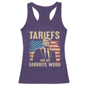Tariffs Are My Favorite Word Racerback Tank Top Trump 2025 Patriotic American Flag Vintage TS02 Purple Print Your Wear