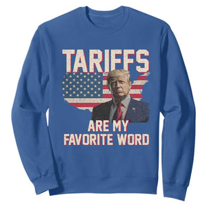 Tariffs Are My Favorite Word Sweatshirt Trump 2025 Patriotic American Flag Map Vintage TS02 Royal Blue Print Your Wear