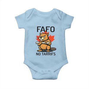 No Tariffs Canada Baby Onesie Never 51st State Canadian Beaver TS02 Light Blue Print Your Wear