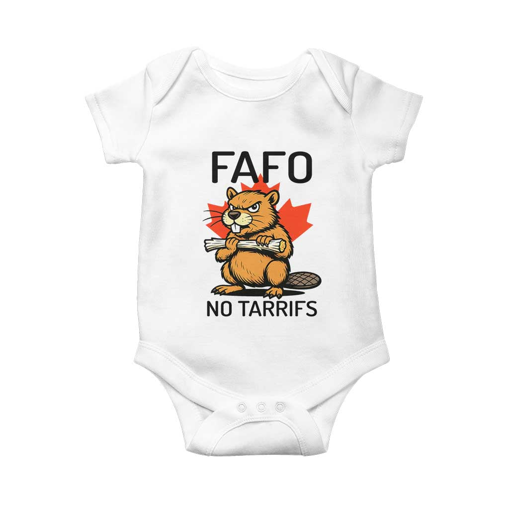 No Tariffs Canada Baby Onesie Never 51st State Canadian Beaver TS02 White Print Your Wear