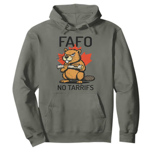 No Tariffs Canada Hoodie Never 51st State Canadian Beaver TS02 Military Green Print Your Wear