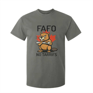 No Tariffs Canada T Shirt For Kid Never 51st State Canadian Beaver TS02 Military Green Print Your Wear