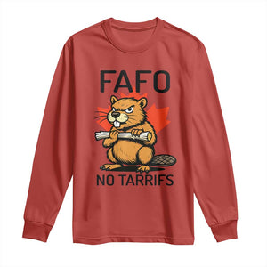 No Tariffs Canada Long Sleeve Shirt Never 51st State Canadian Beaver TS02 Red Print Your Wear