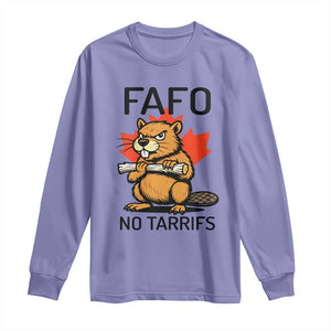 No Tariffs Canada Long Sleeve Shirt Never 51st State Canadian Beaver TS02 Violet Print Your Wear