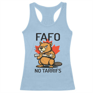 No Tariffs Canada Racerback Tank Top Never 51st State Canadian Beaver TS02 Light Blue Print Your Wear