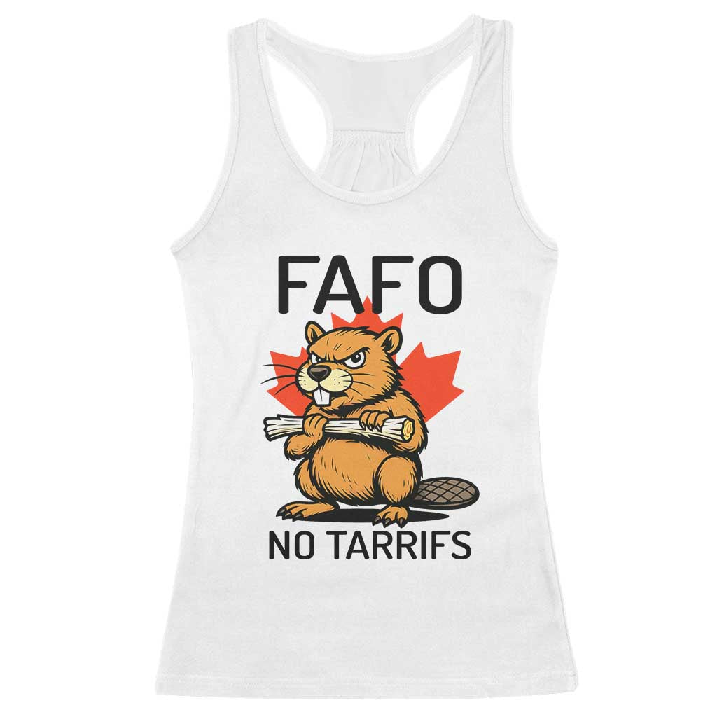 No Tariffs Canada Racerback Tank Top Never 51st State Canadian Beaver TS02 White Print Your Wear