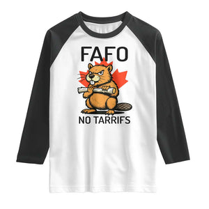 No Tariffs Canada Raglan Shirt Never 51st State Canadian Beaver TS02 White Black Print Your Wear