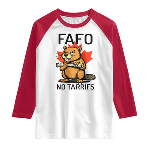 No Tariffs Canada Raglan Shirt Never 51st State Canadian Beaver TS02 White Red Print Your Wear