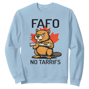 No Tariffs Canada Sweatshirt Never 51st State Canadian Beaver TS02 Light Blue Print Your Wear