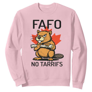 No Tariffs Canada Sweatshirt Never 51st State Canadian Beaver TS02 Light Pink Print Your Wear