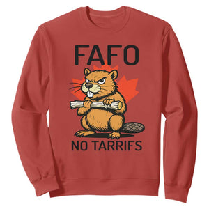 No Tariffs Canada Sweatshirt Never 51st State Canadian Beaver TS02 Red Print Your Wear