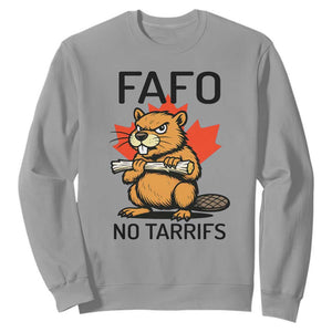 No Tariffs Canada Sweatshirt Never 51st State Canadian Beaver TS02 Sport Gray Print Your Wear