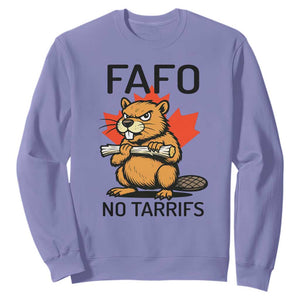 No Tariffs Canada Sweatshirt Never 51st State Canadian Beaver TS02 Violet Print Your Wear