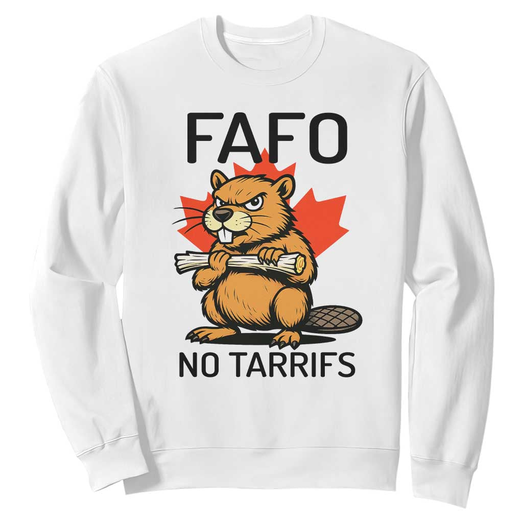No Tariffs Canada Sweatshirt Never 51st State Canadian Beaver TS02 White Print Your Wear
