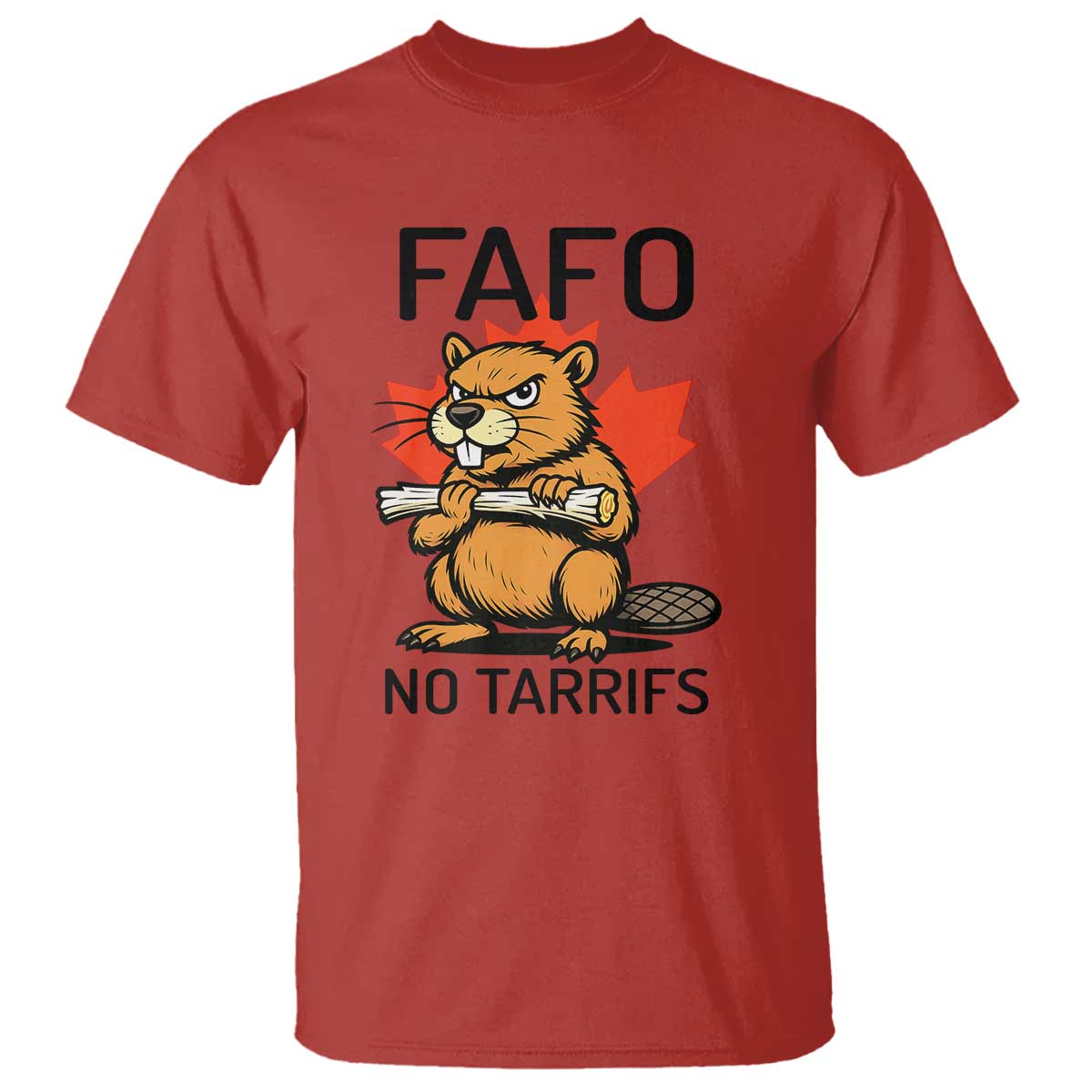 No Tariffs Canada T Shirt Never 51st State Canadian Beaver TS02 Red Print Your Wear