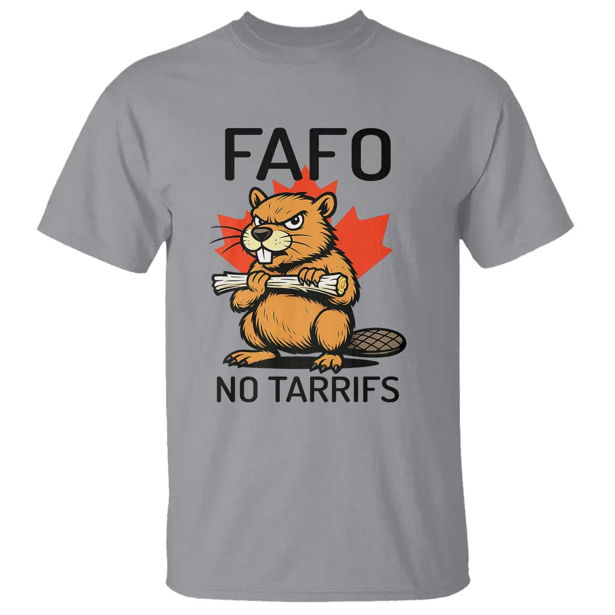 No Tariffs Canada T Shirt Never 51st State Canadian Beaver TS02 Sport Gray Print Your Wear
