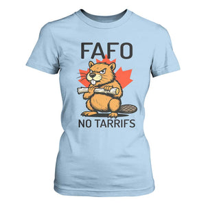 No Tariffs Canada T Shirt For Women Never 51st State Canadian Beaver TS02 Light Blue Print Your Wear