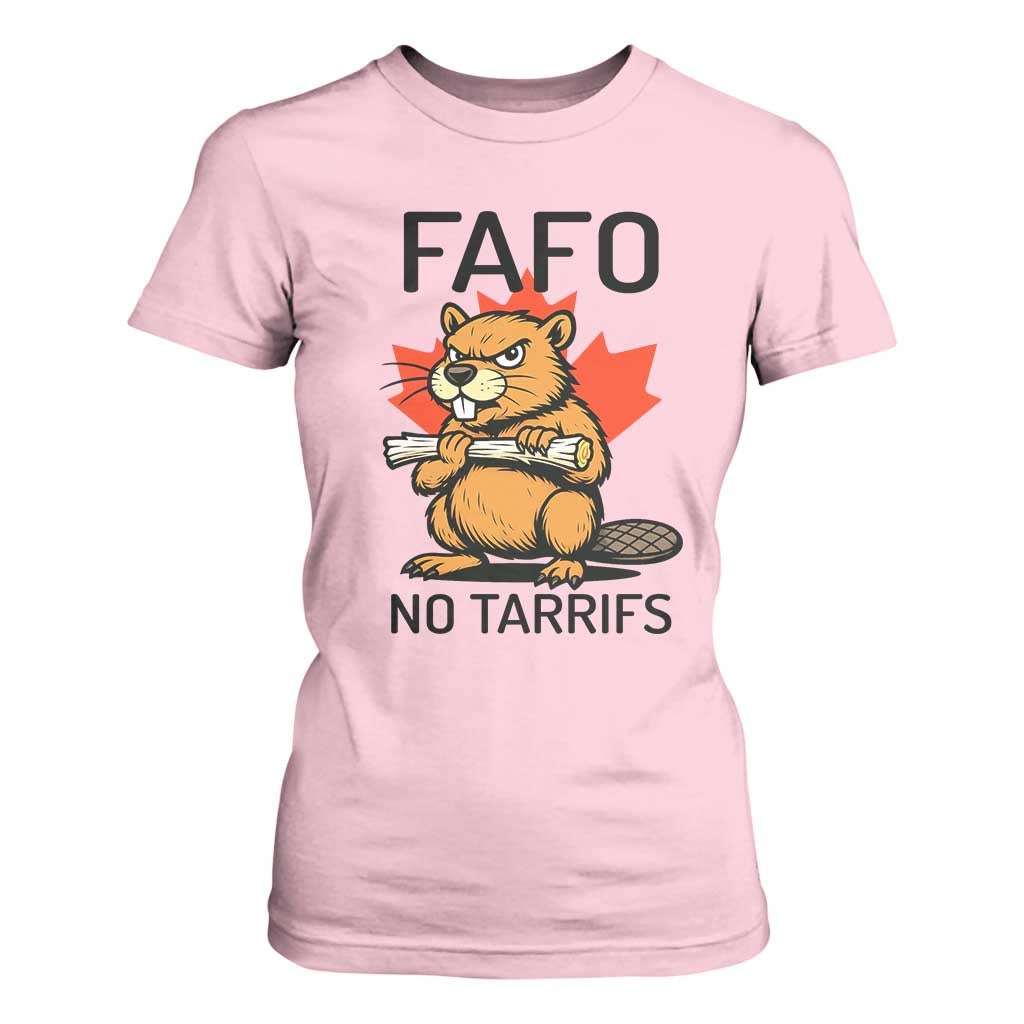 No Tariffs Canada T Shirt For Women Never 51st State Canadian Beaver TS02 Light Pink Print Your Wear