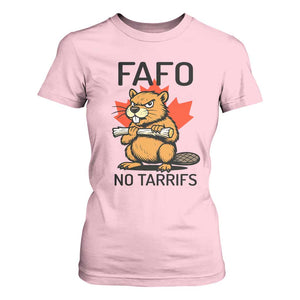 No Tariffs Canada T Shirt For Women Never 51st State Canadian Beaver TS02 Light Pink Print Your Wear