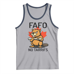 No Tariffs Canada Tank Top Never 51st State Canadian Beaver TS02 Athletic Heather Navy Print Your Wear