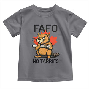 No Tariffs Canada Toddler T Shirt Never 51st State Canadian Beaver TS02 Charcoal Print Your Wear