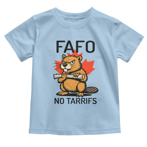 No Tariffs Canada Toddler T Shirt Never 51st State Canadian Beaver TS02 Light Blue Print Your Wear