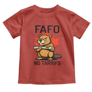 No Tariffs Canada Toddler T Shirt Never 51st State Canadian Beaver TS02 Red Print Your Wear