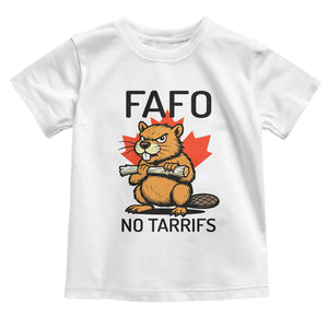 No Tariffs Canada Toddler T Shirt Never 51st State Canadian Beaver TS02 White Print Your Wear
