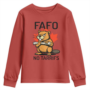 No Tariffs Canada Youth Sweatshirt Never 51st State Canadian Beaver TS02 Red Print Your Wear