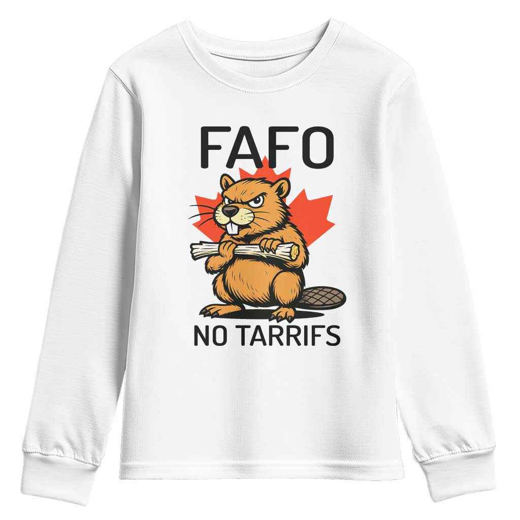 No Tariffs Canada Youth Sweatshirt Never 51st State Canadian Beaver TS02 White Print Your Wear