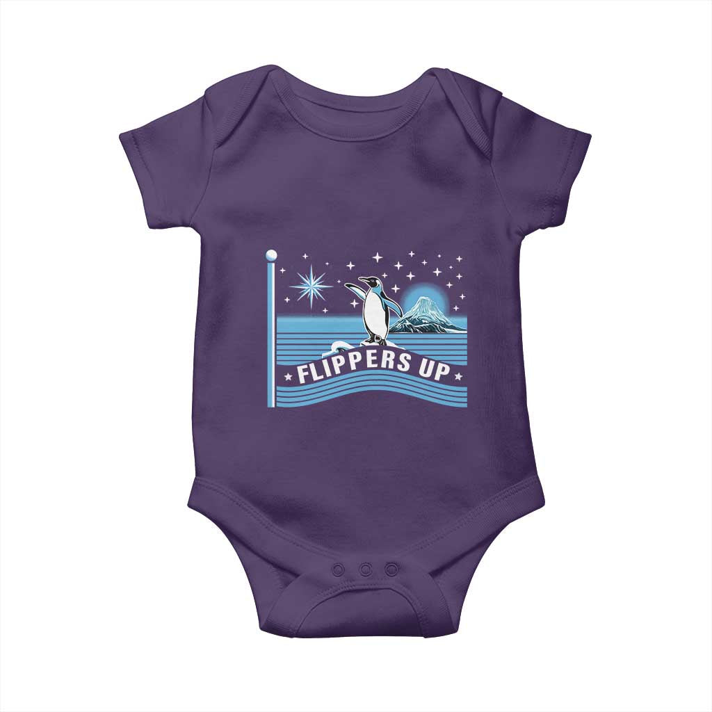 Funny Penguin Resist Baby Onesie Heard Island Flippers Up I Stand With Penguins TS02 Purple Print Your Wear