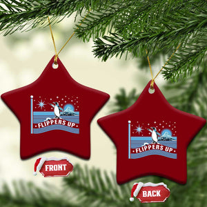 Funny Penguin Resist Ceramic Ornament Heard Island Flippers Up I Stand With Penguins TS02 Print Your Wear