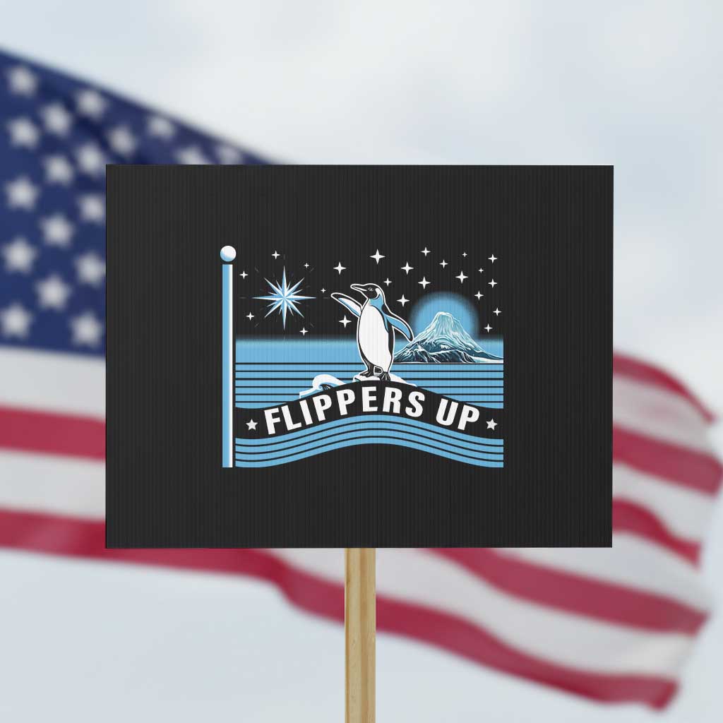 Funny Penguin Resist Protest Sign Heard Island Flippers Up I Stand With Penguins TS02 Horizontal 18