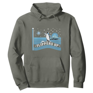 Funny Penguin Resist Hoodie Heard Island Flippers Up I Stand With Penguins TS02 Military Green Print Your Wear
