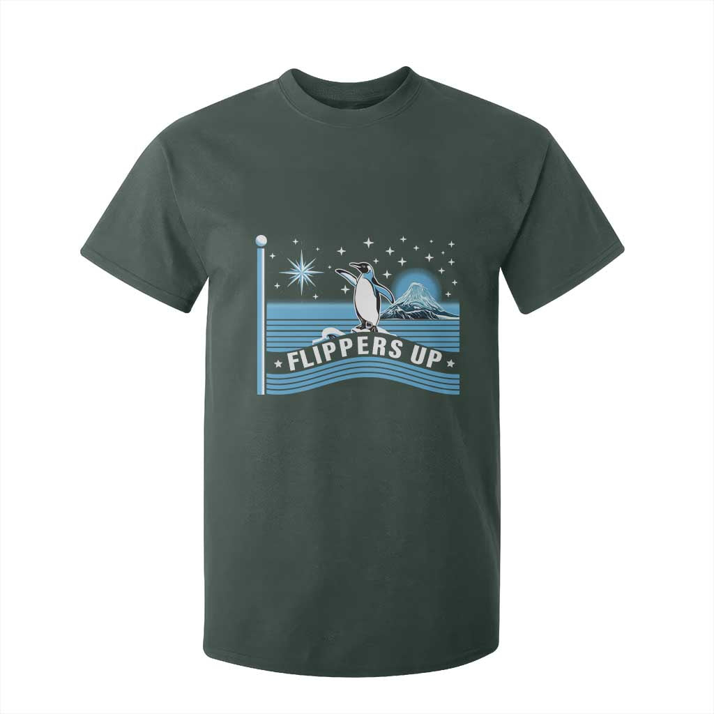 Funny Penguin Resist T Shirt For Kid Heard Island Flippers Up I Stand With Penguins TS02 Dark Forest Green Print Your Wear