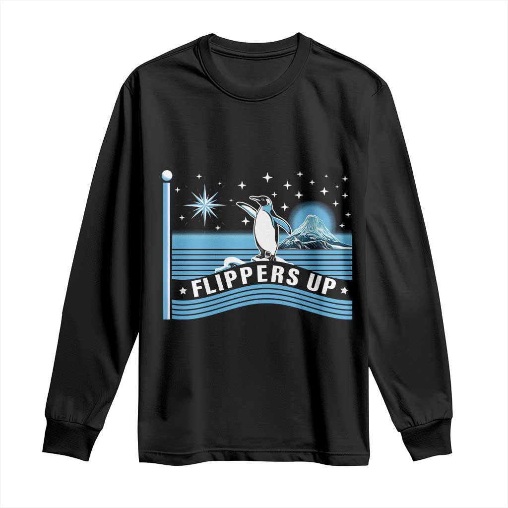 Funny Penguin Resist Long Sleeve Shirt Heard Island Flippers Up I Stand With Penguins TS02 Black Print Your Wear