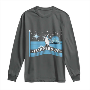 Funny Penguin Resist Long Sleeve Shirt Heard Island Flippers Up I Stand With Penguins TS02 Dark Heather Print Your Wear