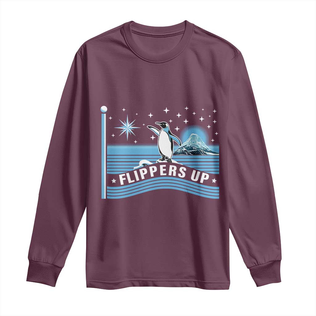 Funny Penguin Resist Long Sleeve Shirt Heard Island Flippers Up I Stand With Penguins TS02 Maroon Print Your Wear