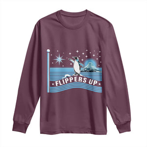 Funny Penguin Resist Long Sleeve Shirt Heard Island Flippers Up I Stand With Penguins TS02 Maroon Print Your Wear