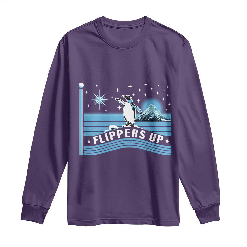 Funny Penguin Resist Long Sleeve Shirt Heard Island Flippers Up I Stand With Penguins TS02 Purple Print Your Wear
