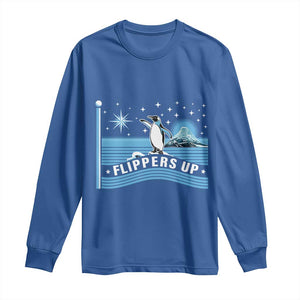 Funny Penguin Resist Long Sleeve Shirt Heard Island Flippers Up I Stand With Penguins TS02 Royal Blue Print Your Wear