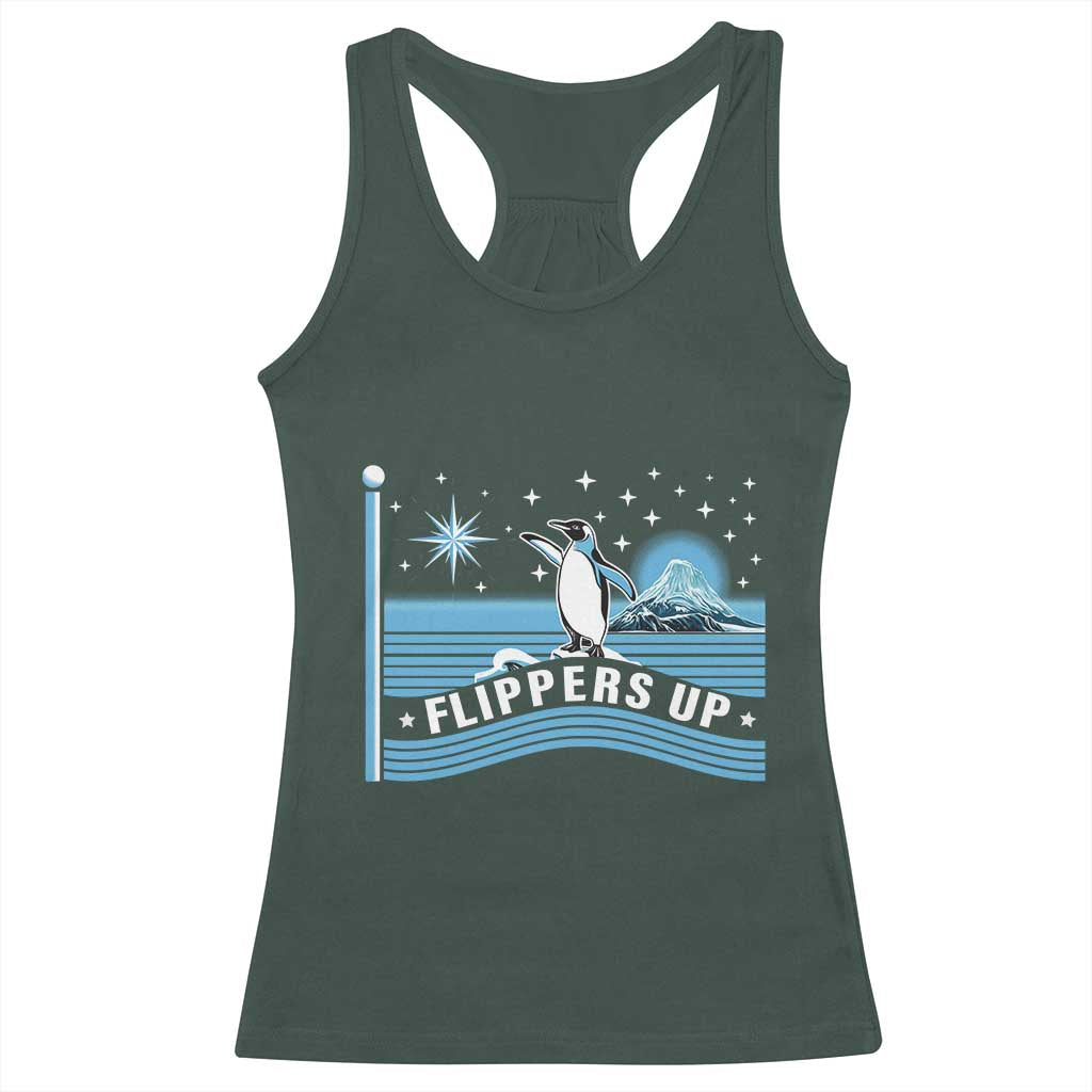 Funny Penguin Resist Racerback Tank Top Heard Island Flippers Up I Stand With Penguins TS02 Dark Forest Green Print Your Wear