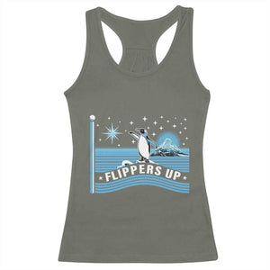 Funny Penguin Resist Racerback Tank Top Heard Island Flippers Up I Stand With Penguins TS02 Military Green Print Your Wear