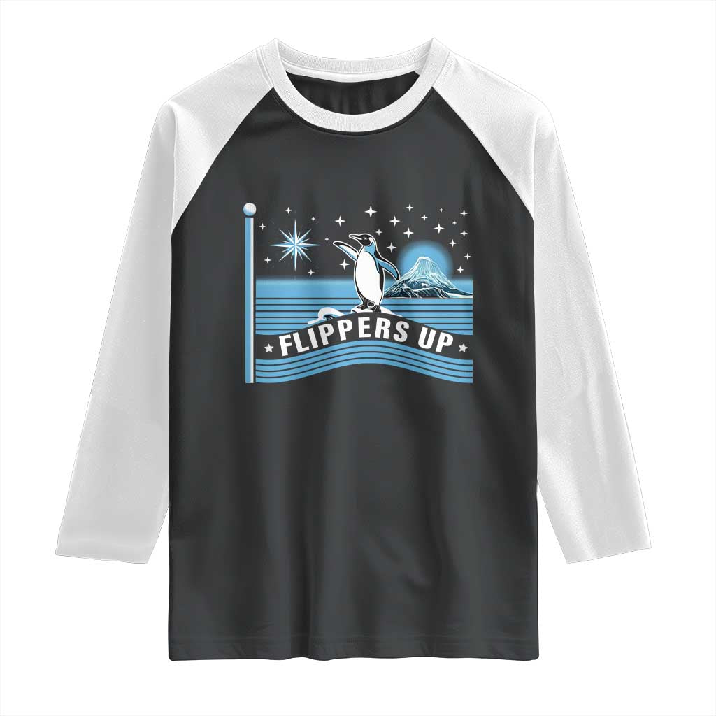 Funny Penguin Resist Raglan Shirt Heard Island Flippers Up I Stand With Penguins TS02 Black White Print Your Wear
