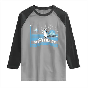 Funny Penguin Resist Raglan Shirt Heard Island Flippers Up I Stand With Penguins TS02 Sport Gray Black Print Your Wear