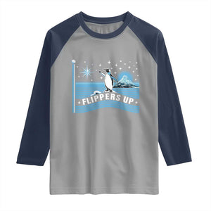 Funny Penguin Resist Raglan Shirt Heard Island Flippers Up I Stand With Penguins TS02 Sport Gray Navy Print Your Wear