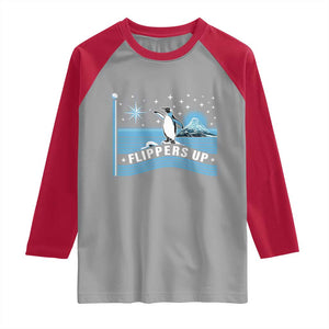 Funny Penguin Resist Raglan Shirt Heard Island Flippers Up I Stand With Penguins TS02 Sport Gray Red Print Your Wear