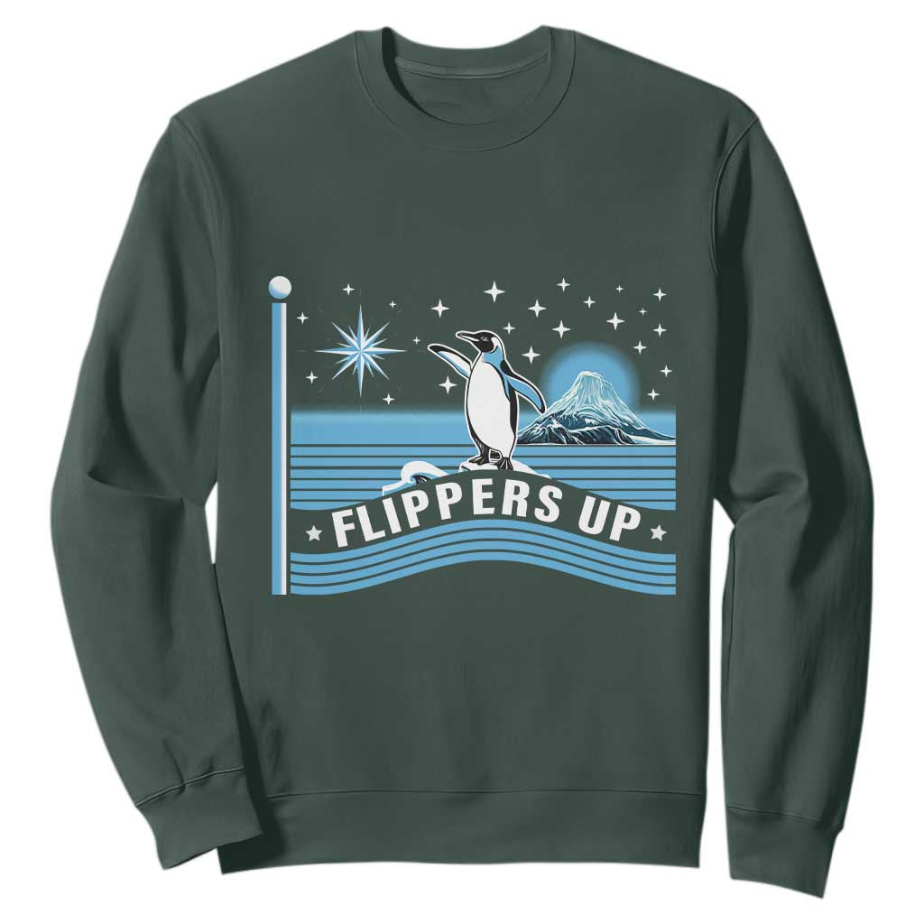Funny Penguin Resist Sweatshirt Heard Island Flippers Up I Stand With Penguins TS02 Dark Forest Green Print Your Wear